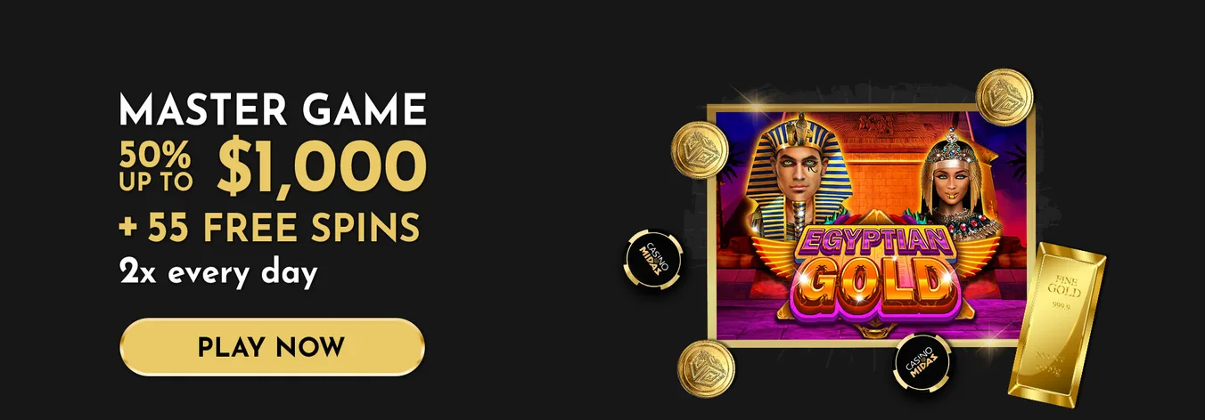 Casino Midas The Master Game 50% up to $1,000 + 55 Free Spins