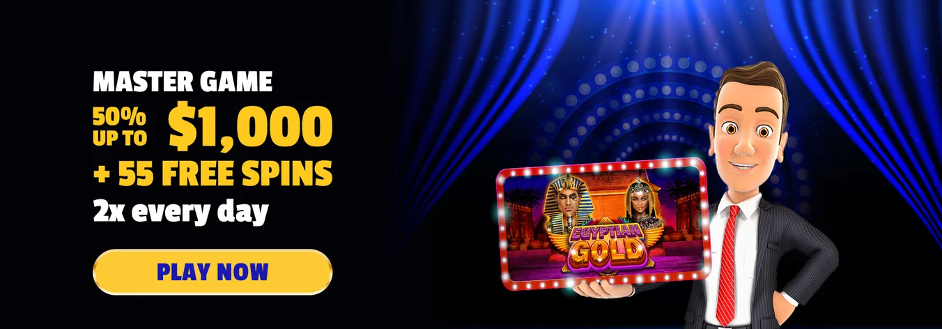 Jack Million The Master Game 50% up to $1,000 + 55 Free Spins, twice daily