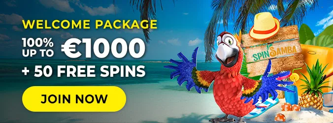 Spin Samba Welcome Package up to $3,000 + 150 Free Spins